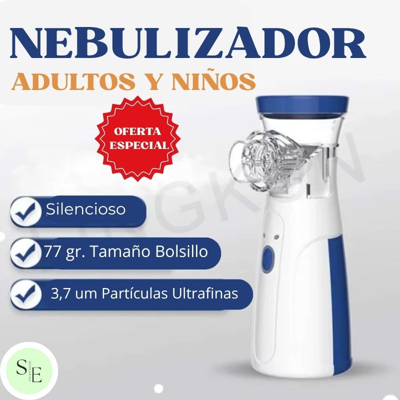 NEBULIZADOR PARA NIÑOS Y ADULTOS, silencioso y portátil.