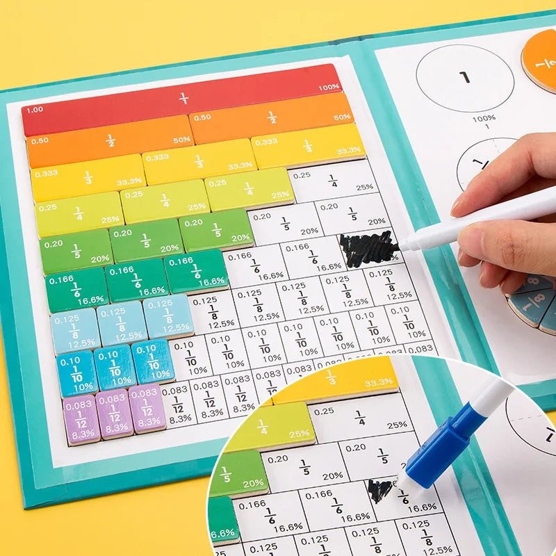 JUGUETE DE MATEMATICAS DE APRENDIZAJE DE FRACCIÓN MAGNÉTICA MONTESSORI